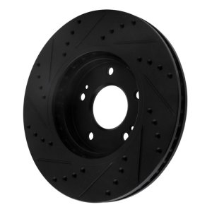 Hyundai Santa Fe Brake Rotor (1) - Front Right - R1 Concepts - Drilled & Slotted - Black - `01-`06